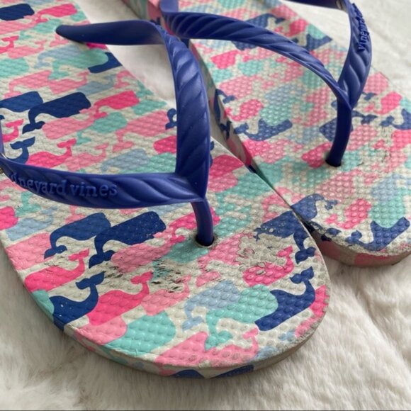 Vineyard Vines | Multi Colored Whale Flip Flops | Size 6 - Picture 5 of 8